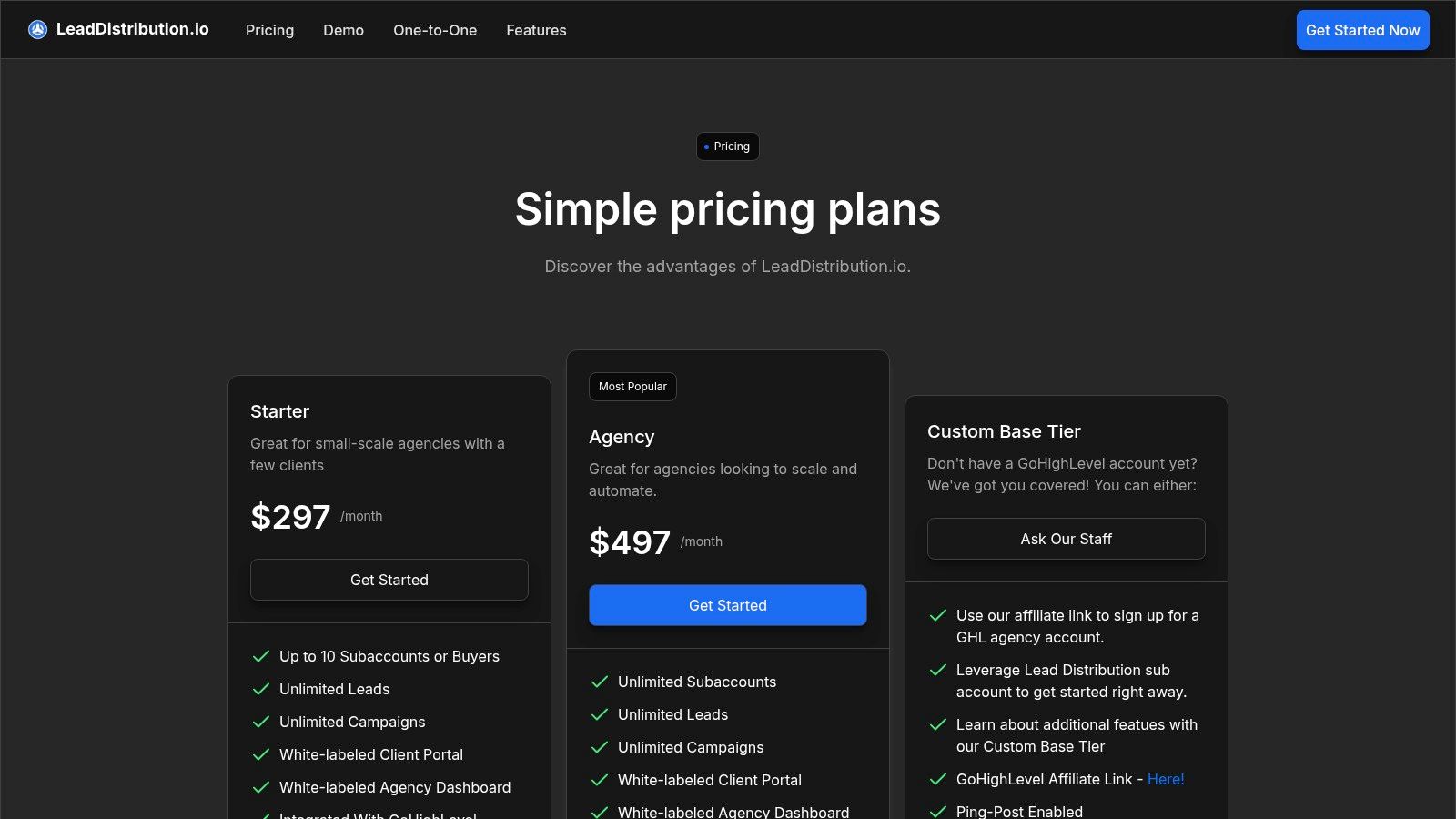 LeadDistribution.io software interface