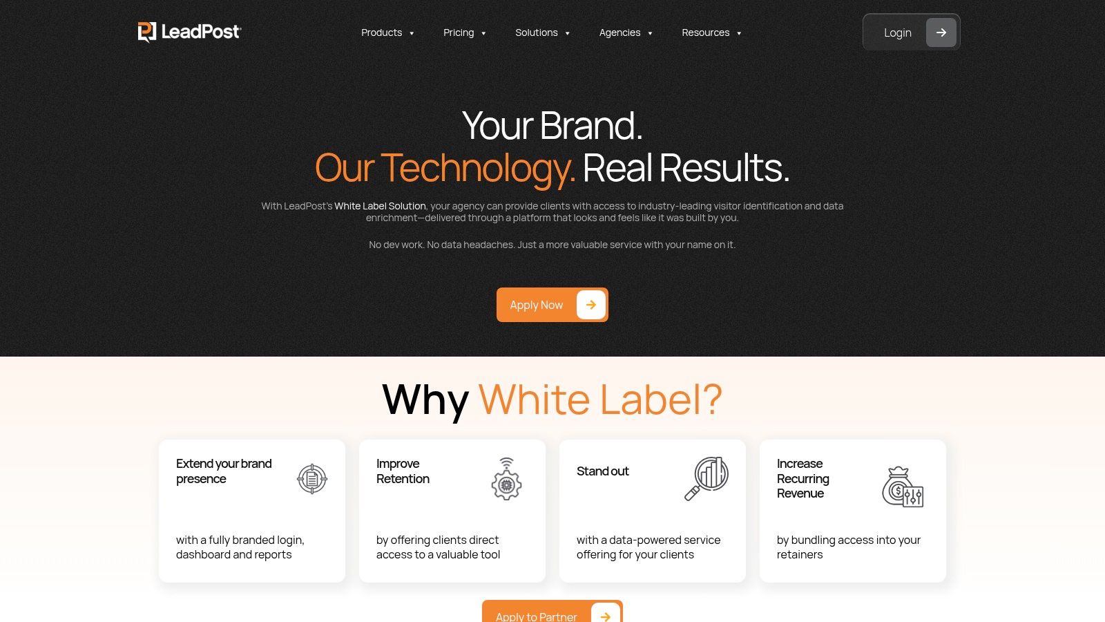 LeadPost white-label lead generation software dashboard