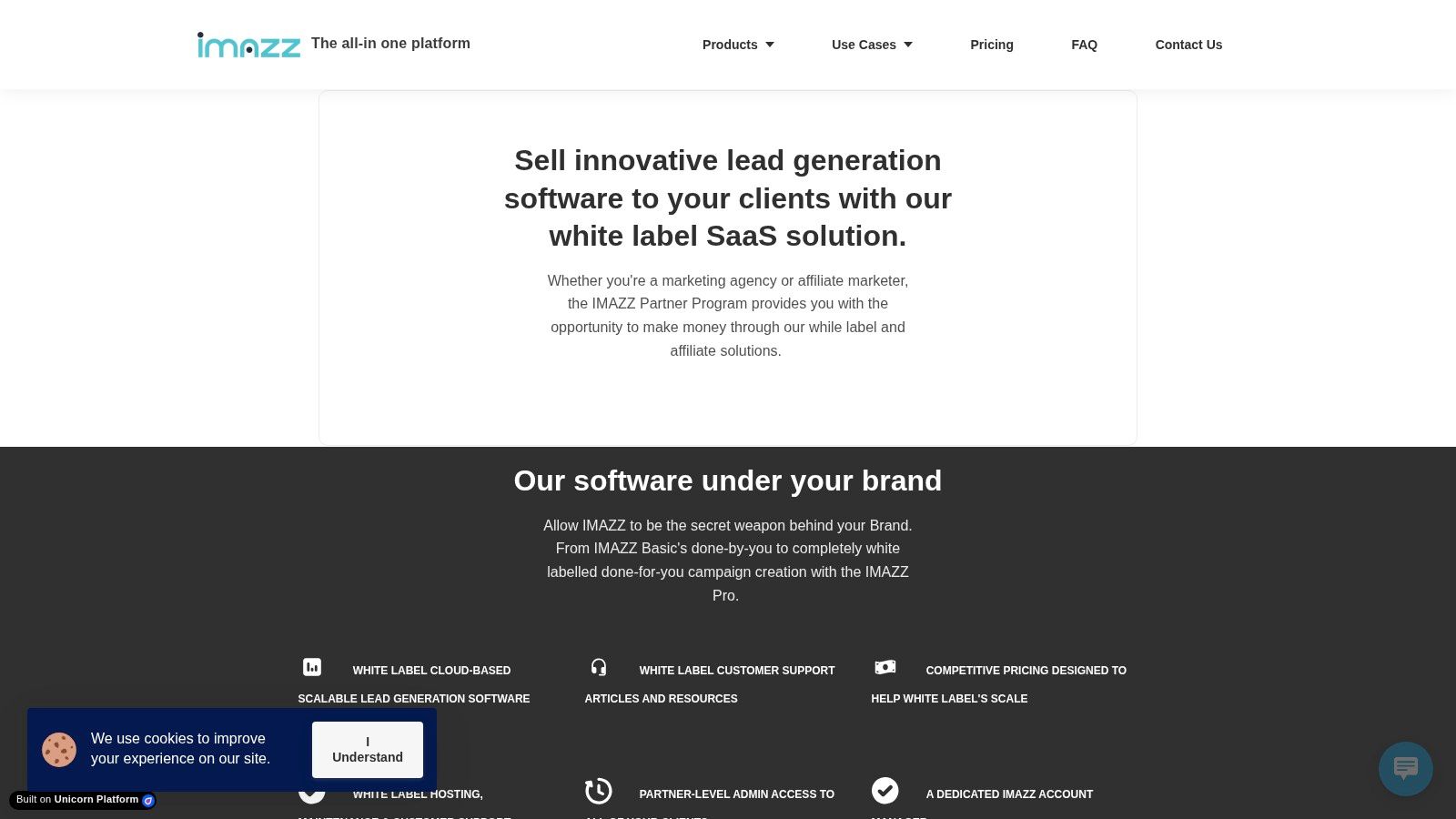 IMAZZ white-label lead generation software interface