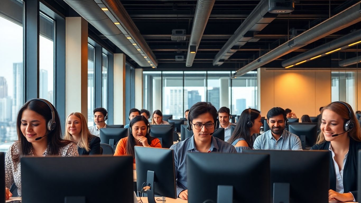 Manila call center agents working in modern office