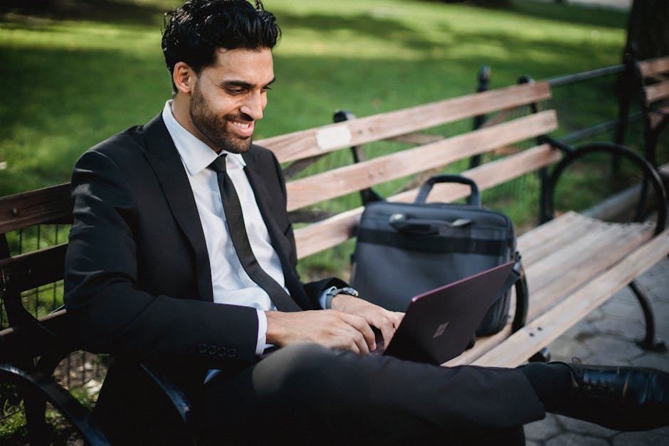 A dynamic visual showing a professional using multiple devices in a business setting, symbolizing effective communication and connectivity.