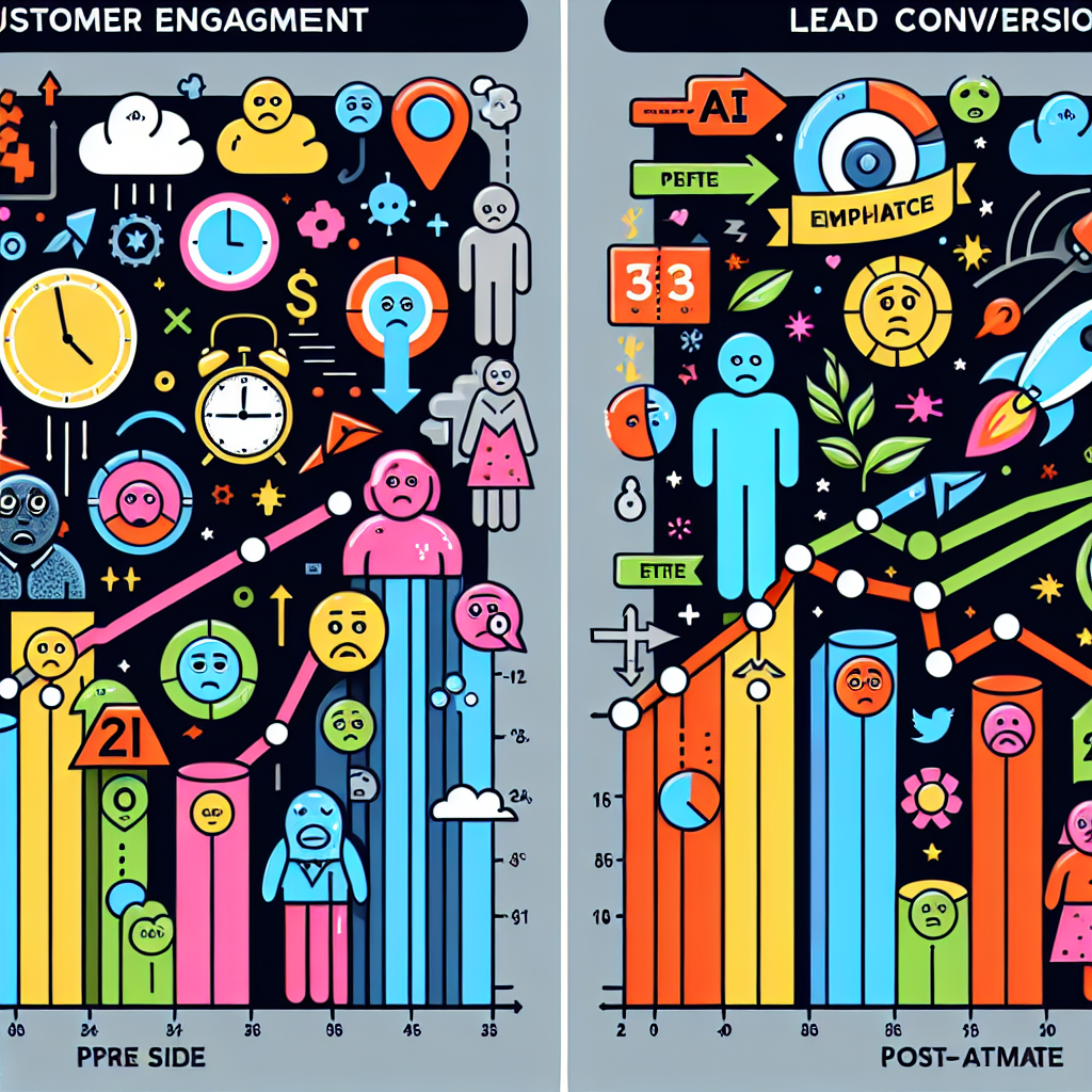 Graph showing customer engagement and lead conversion rates before and after implementing AI solutions