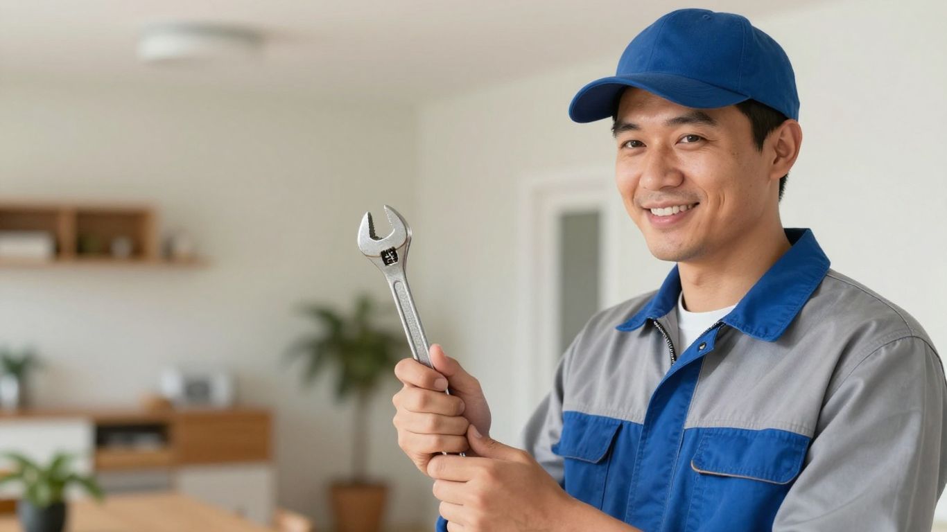 HVAC technician ready to answer calls.