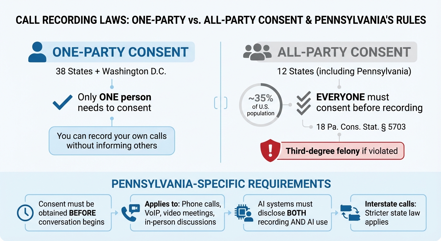 One-Party vs All-Party Consent States: Pennsylvania Call Recording Requirements