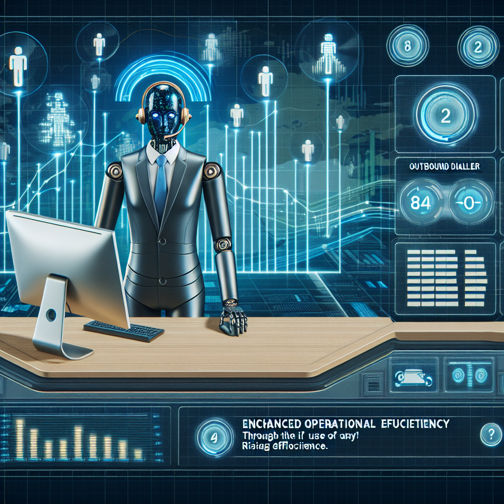 An infographic illustrating the benefits of AI-powered outbound dialers and virtual receptionists for operational efficiency.