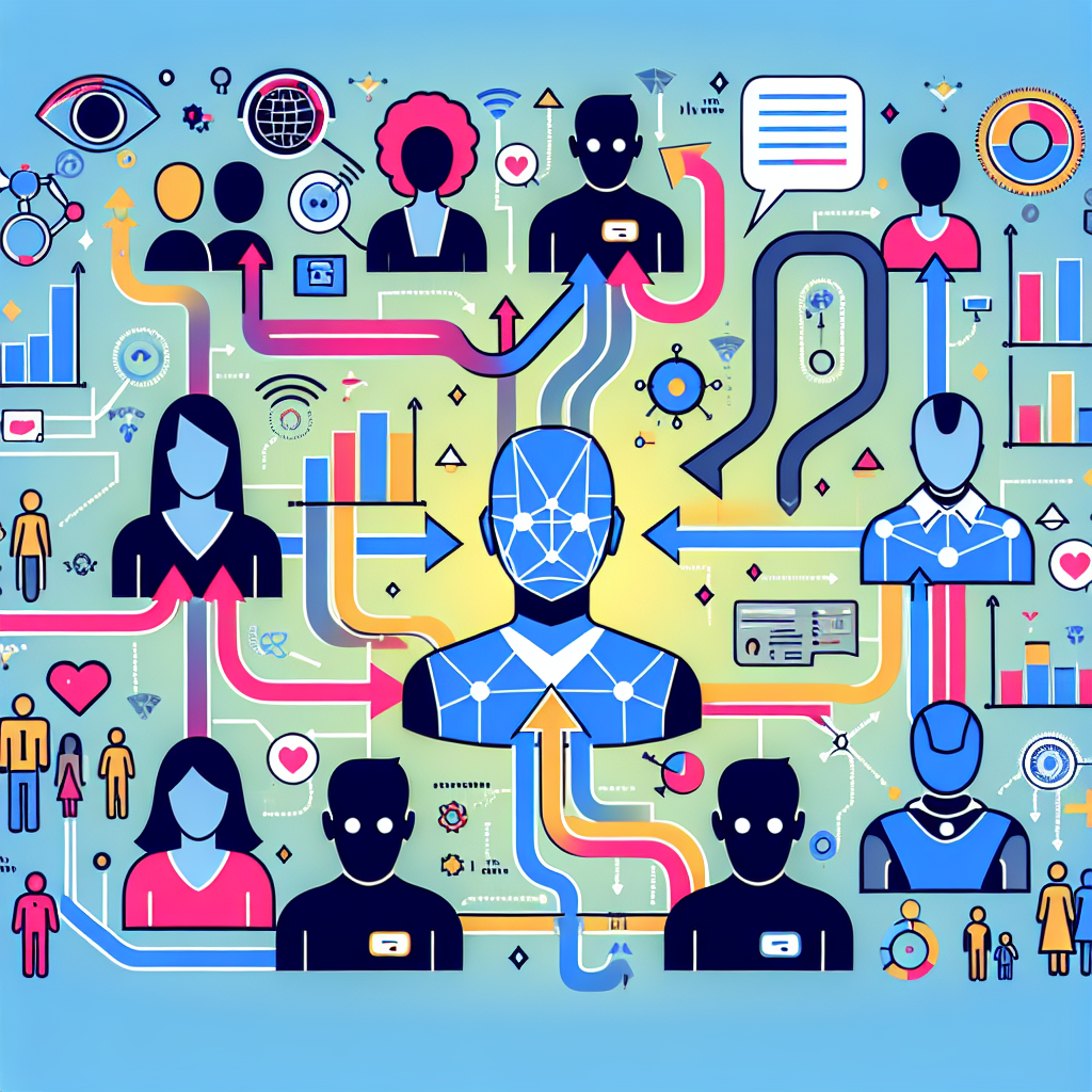 A graphic depicting the interaction between customers and AI-powered virtual receptionists, showcasing the engagement metrics and communication flow.