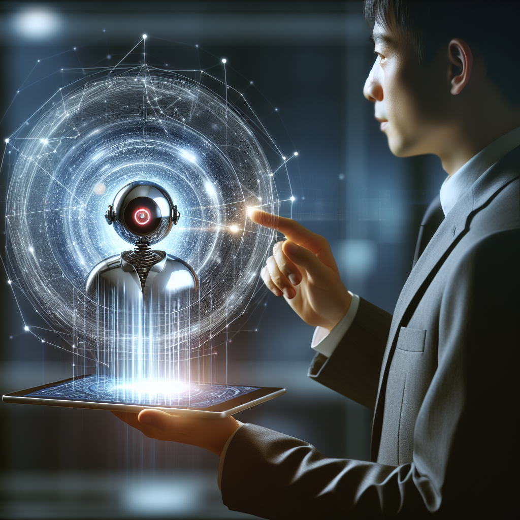 A business owner discussing customer interactions with a virtual receptionist interface