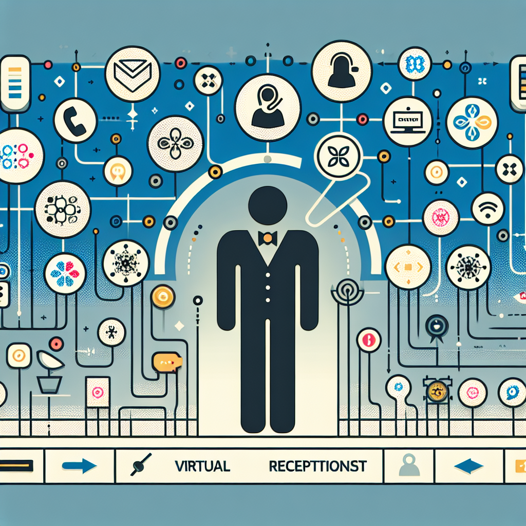 An illustration of a virtual receptionist interface showing customization options for small businesses.