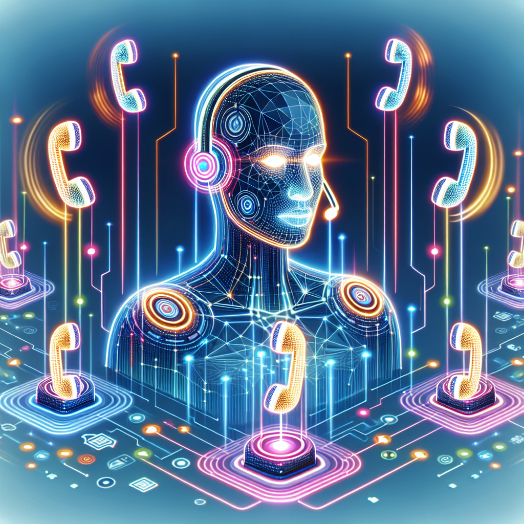 Illustration of an AI-driven phone receptionist in action, handling multiple calls