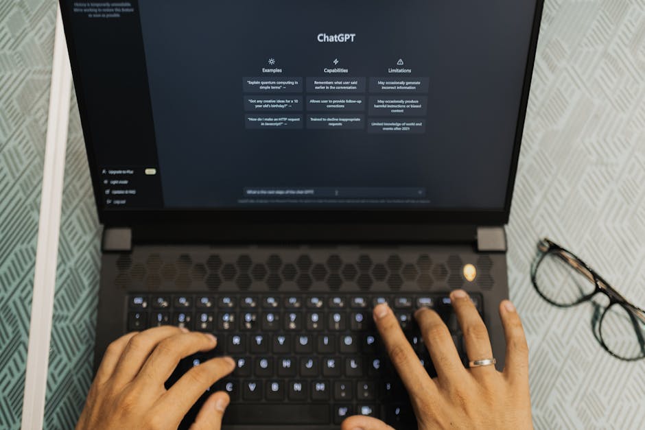 An innovative office setting featuring an AI system managing calls with digital interfaces and happy staff.