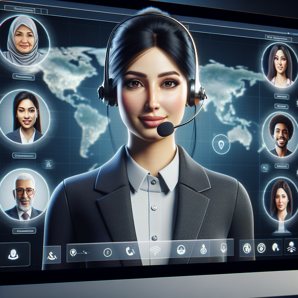 An image of a virtual receptionist assisting customers online or via phone.