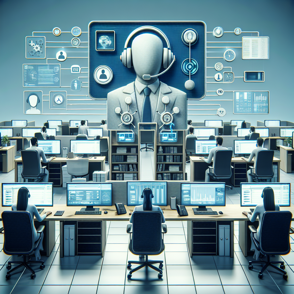 Image of a virtual receptionist in action, showcasing a business setting with advanced call management technology.