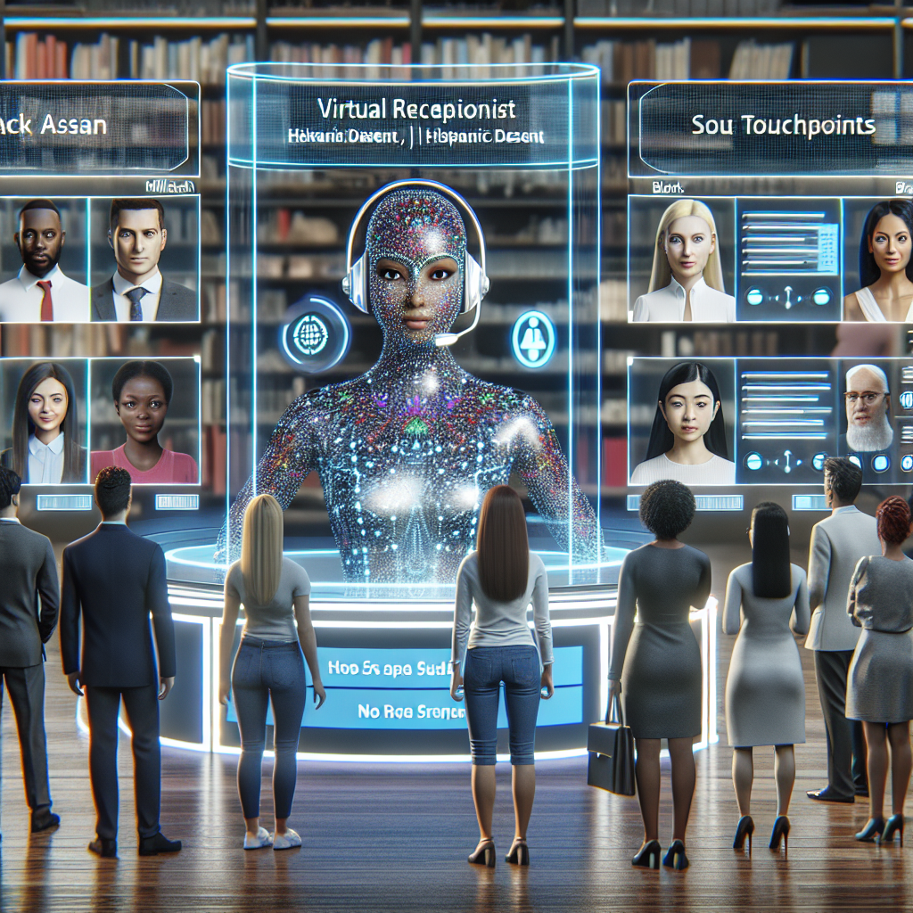 An illustration displaying a modern virtual receptionist interacting with customers across various touchpoints.