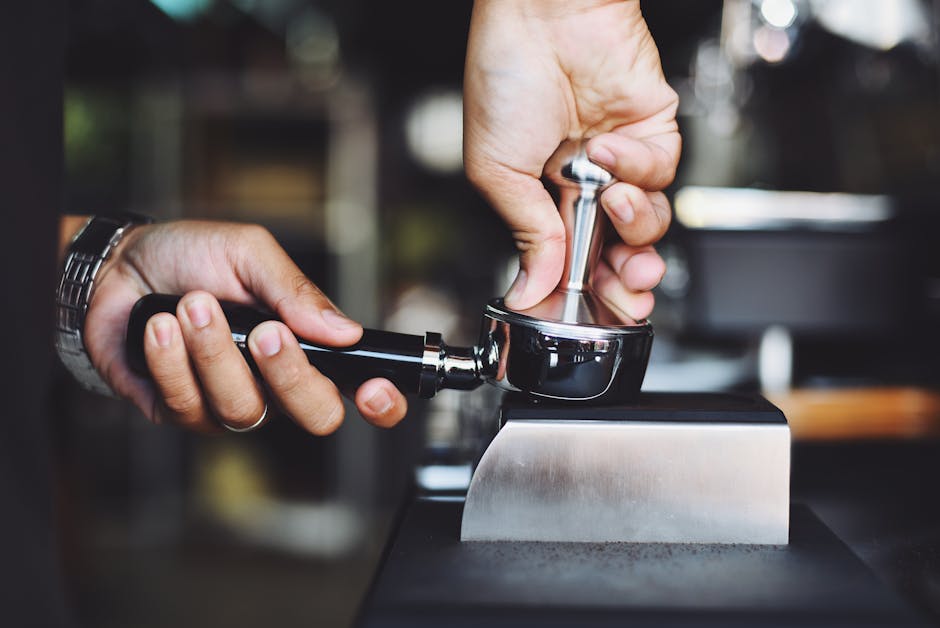 A bustling specialty coffee market scene with consumers enjoying artisan coffee and baristas showcasing their craft.