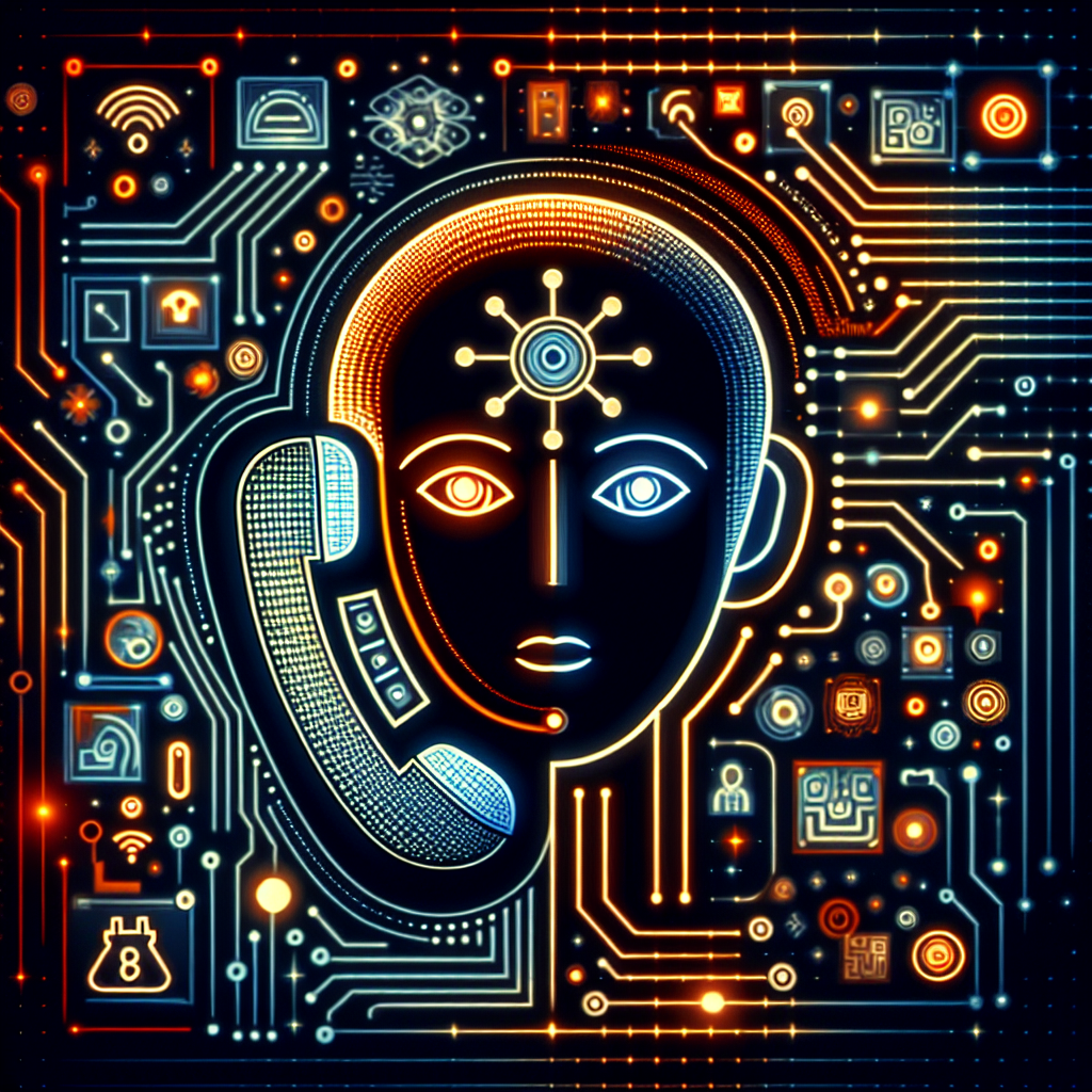 Illustration showing a modern AI-powered phone receptionist interface.