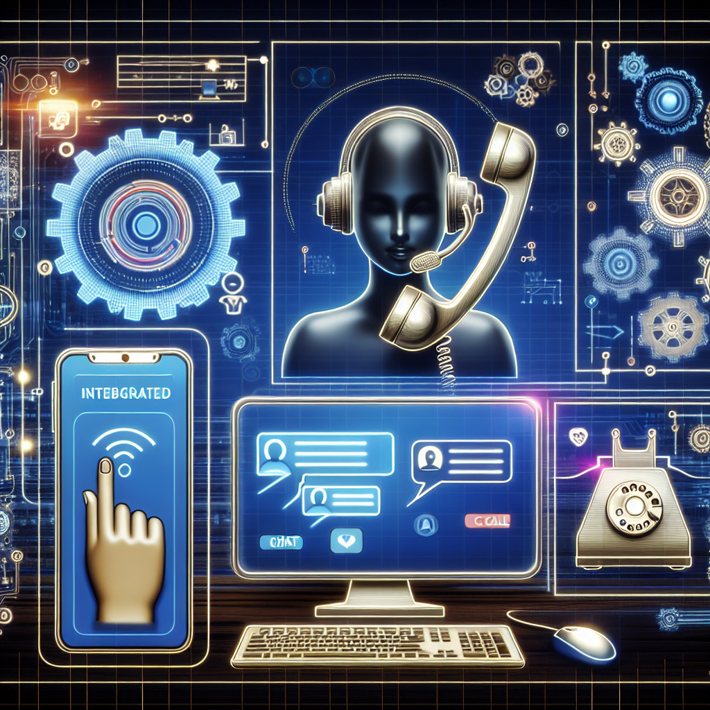 Visualization of a modern integrated customer support system, showcasing automated chat and call features