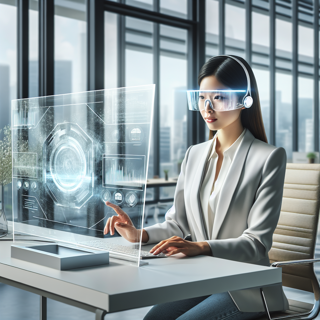 Image of a virtual receptionist working in a modern office environment