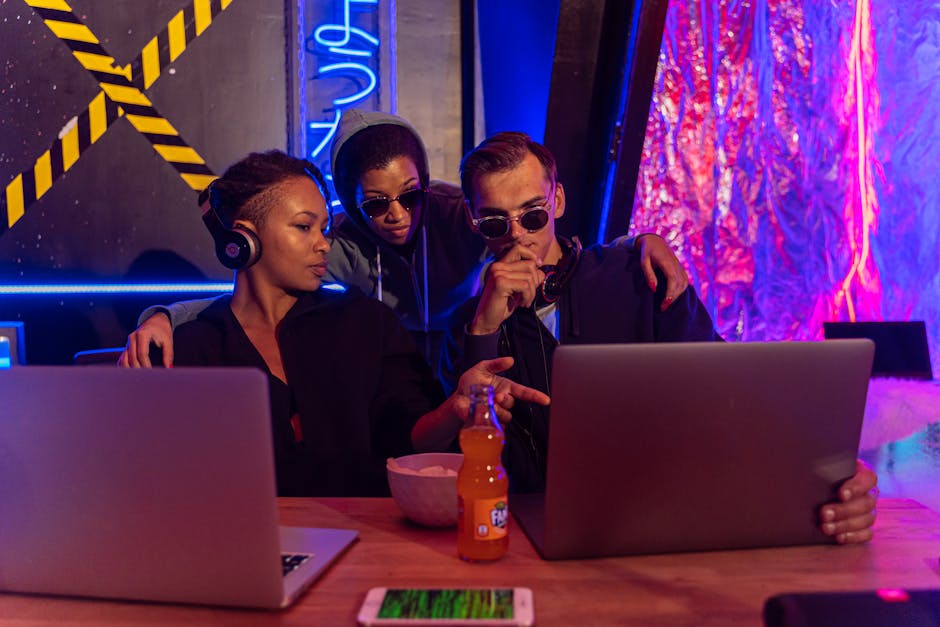 A team collaborating around a digital interface, showcasing seamless communication tools in action.