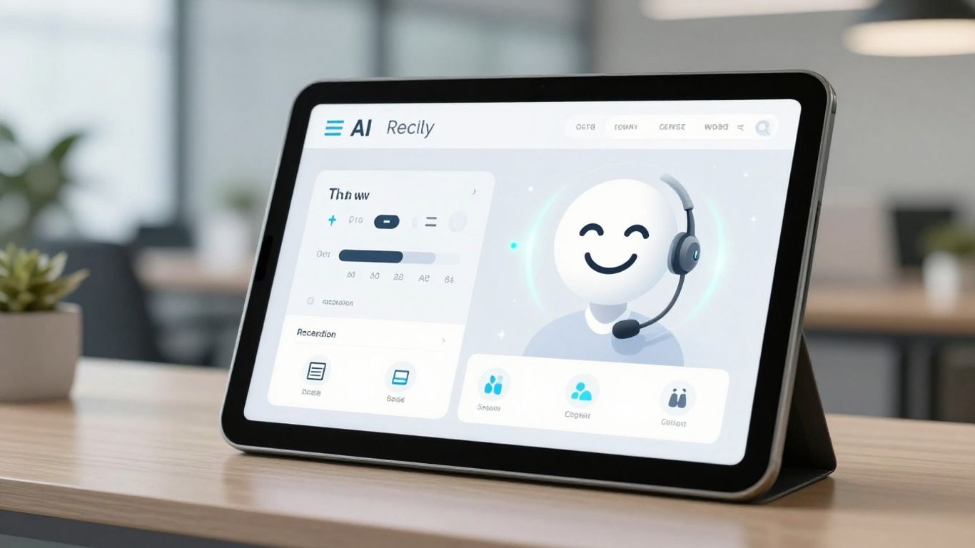 AI receptionist interface on a tablet screen