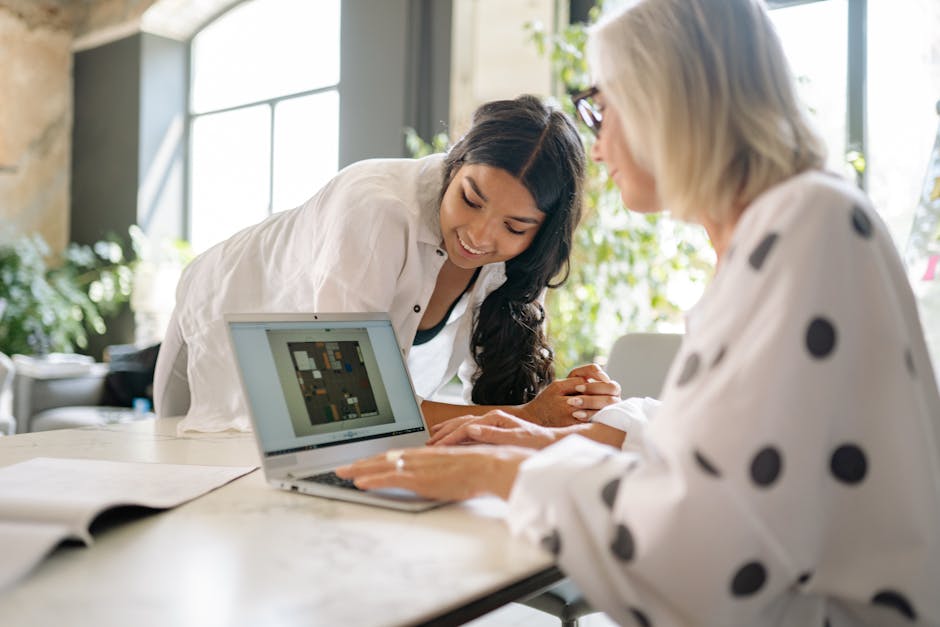 A visual representation of a modern business office with advanced AI technology in action, incorporating comfortable workspace and engaged employees.