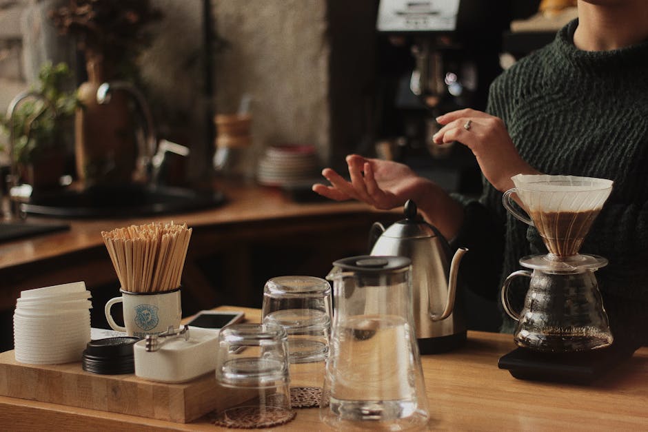 A vibrant coffee roaster at work, showcasing diverse beans and a rustic atmosphere.