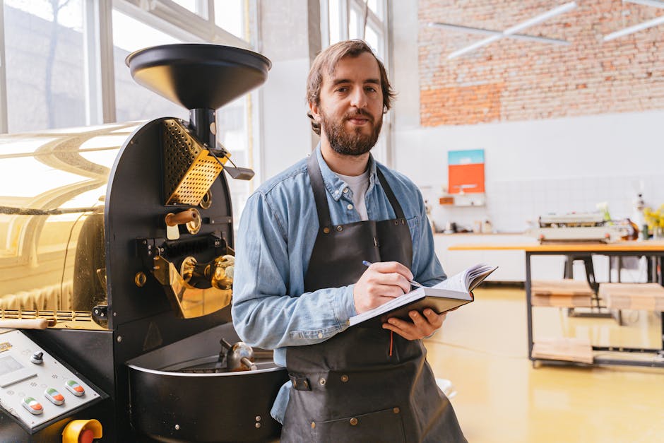 Creative workspace in a specialty coffee roasting facility with modern equipment.
