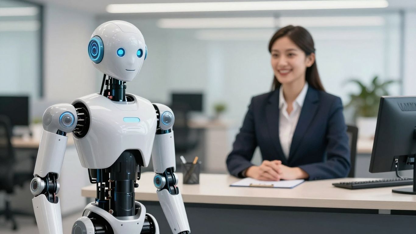AI robot and human receptionist comparison