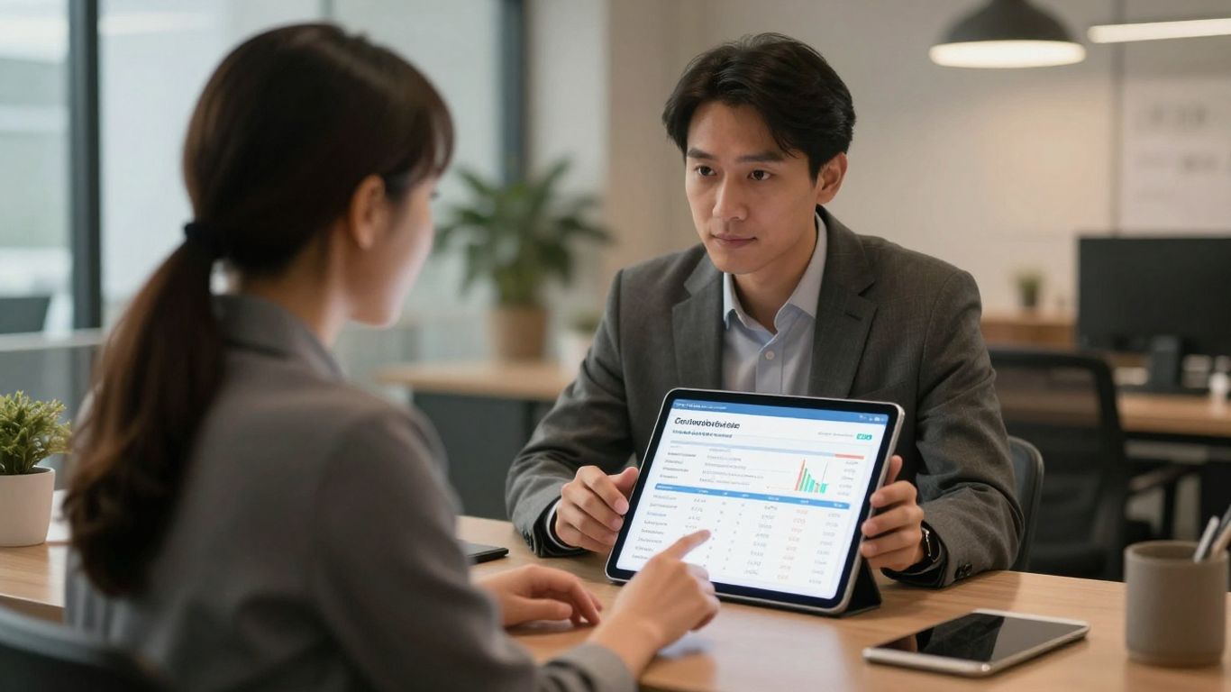 Financial advisor personalizing client engagement with AI tools.
