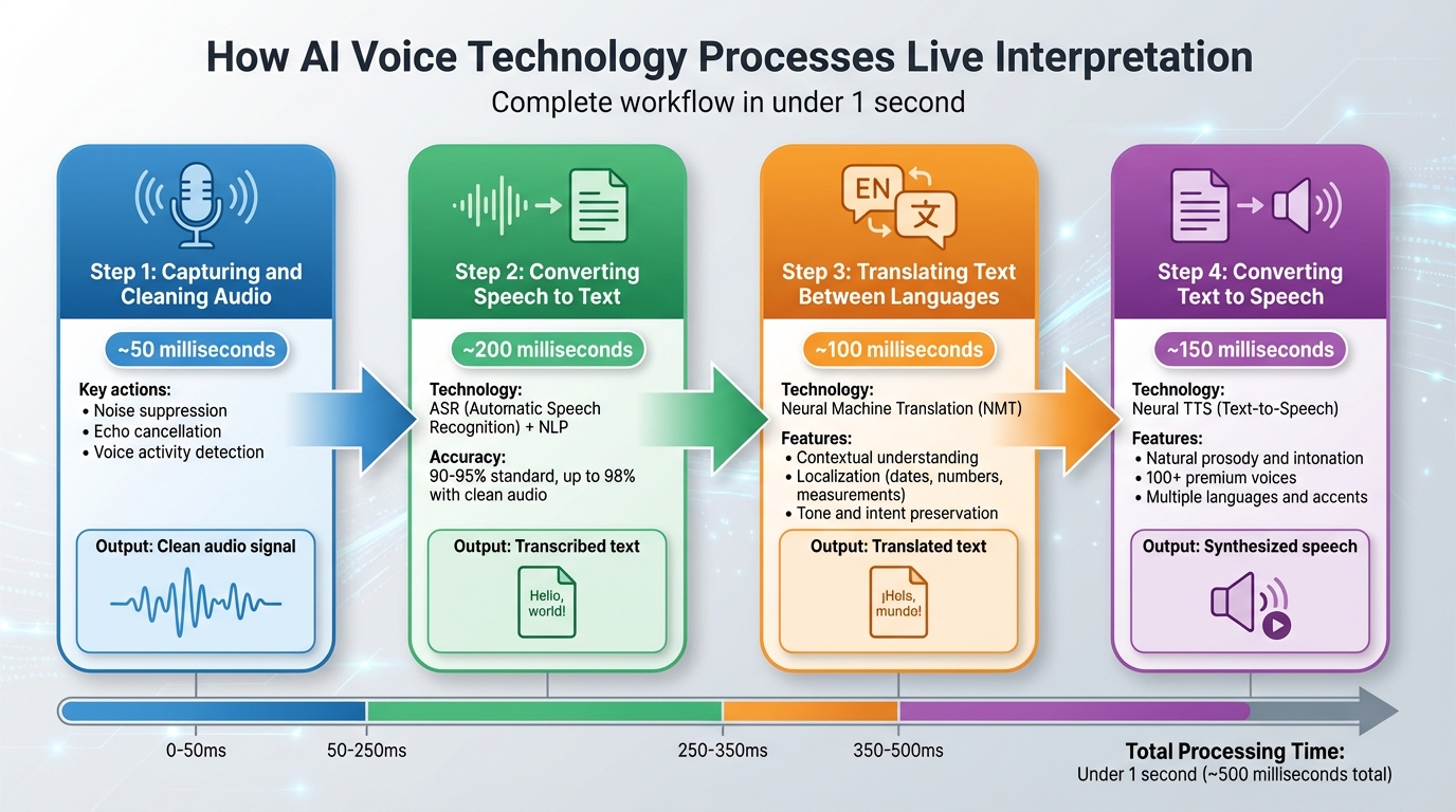 How AI Voice Technology Processes Live Interpretation in 4 Steps