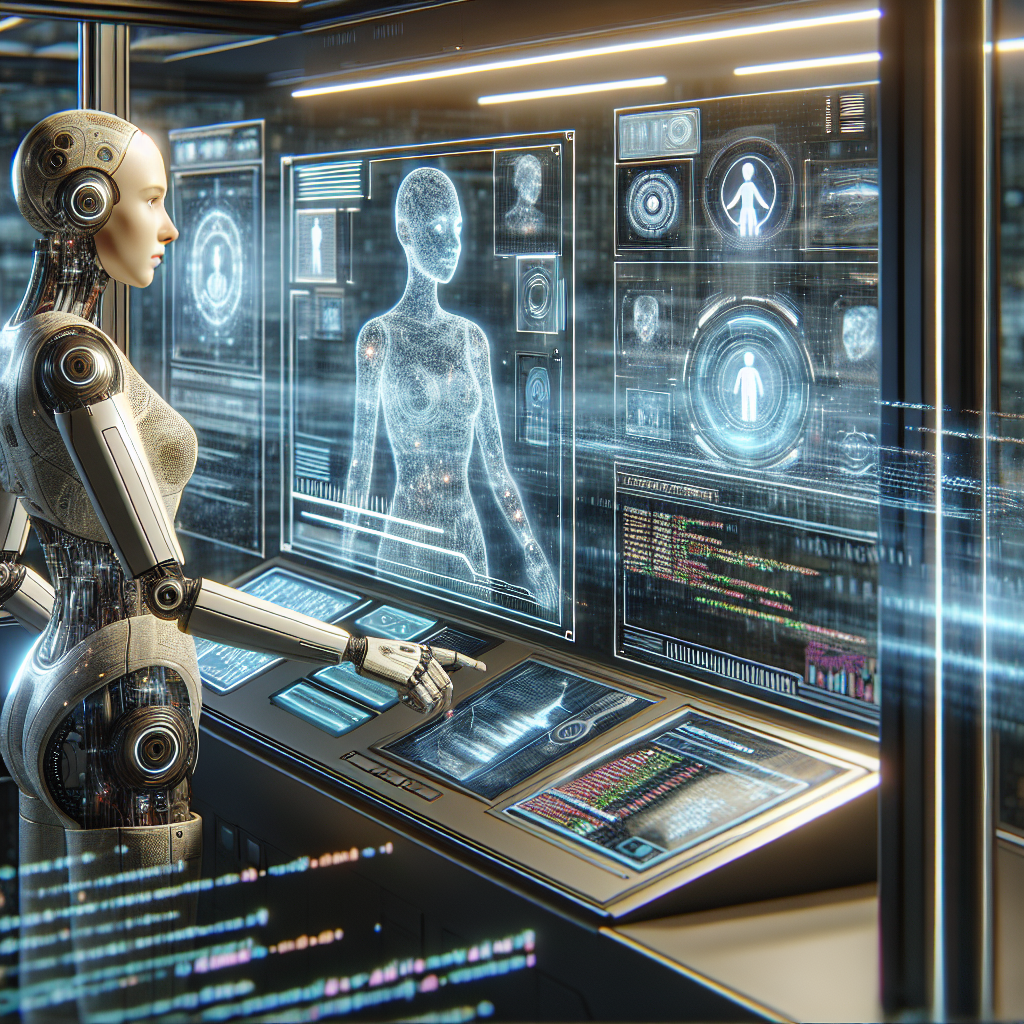 Image of a virtual receptionist at work, demonstrating AI technology.