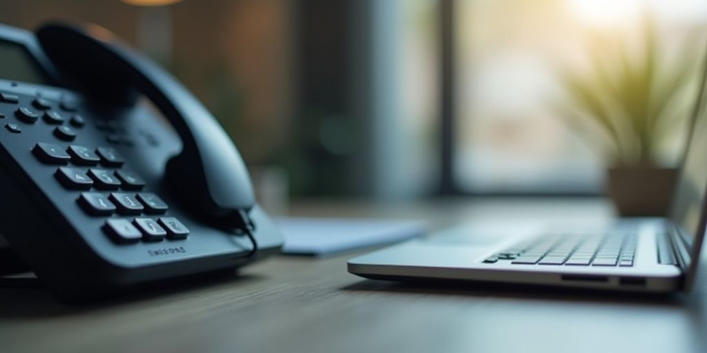 Sleek phone and laptop on a professional desk.