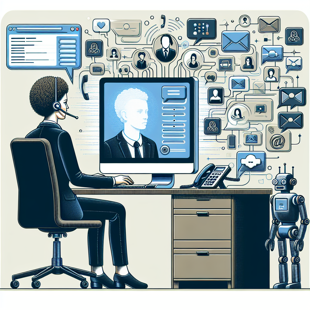 A virtual receptionist at a computer, demonstrating automated call management