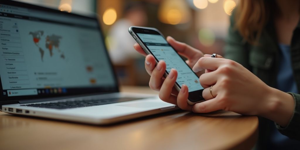 Person checking smartphone for online order confirmation.