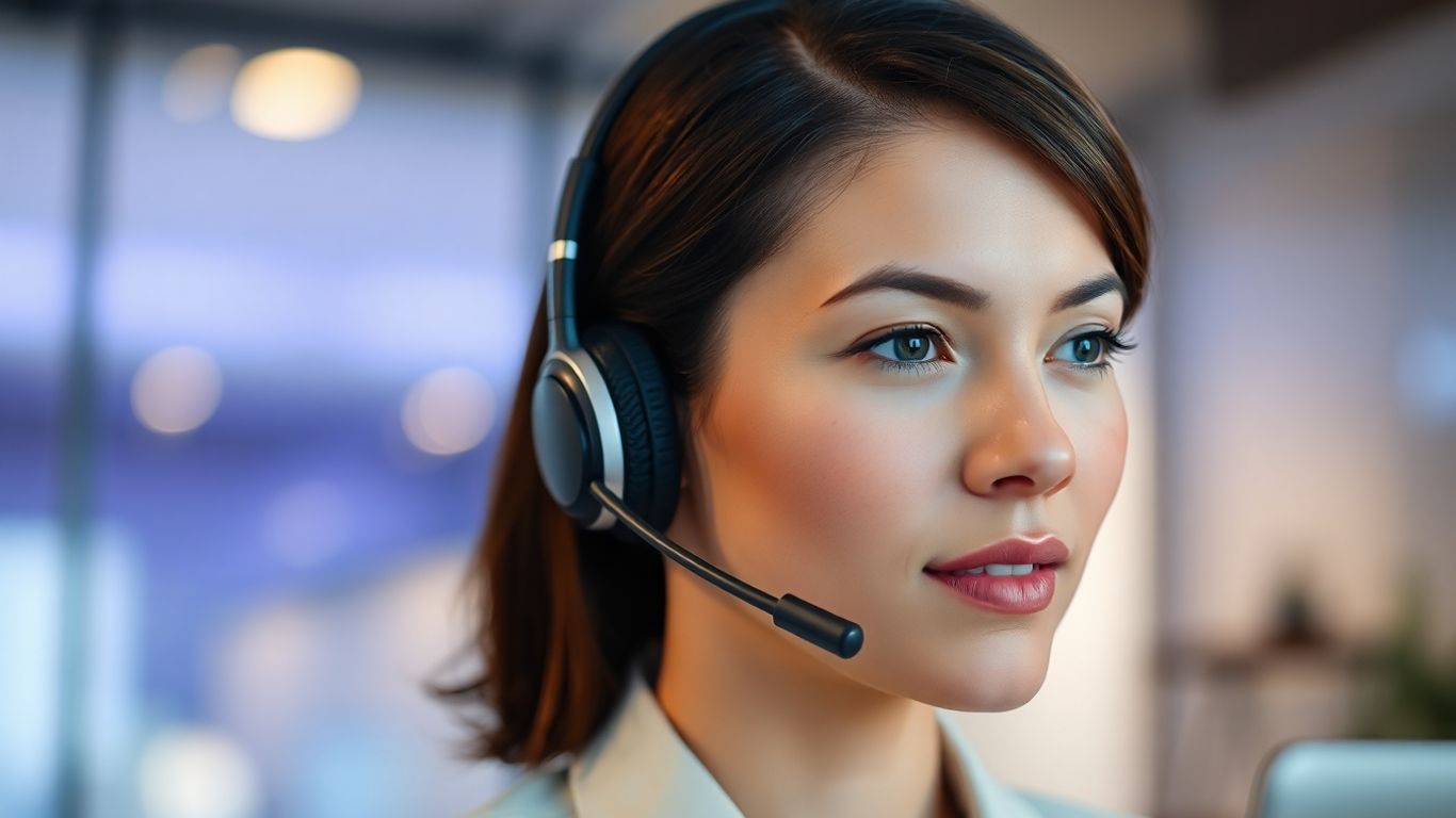 Person using advanced AI call answering headset.