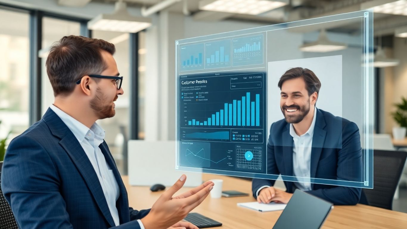 Salesperson using AI for lead qualification and outreach.