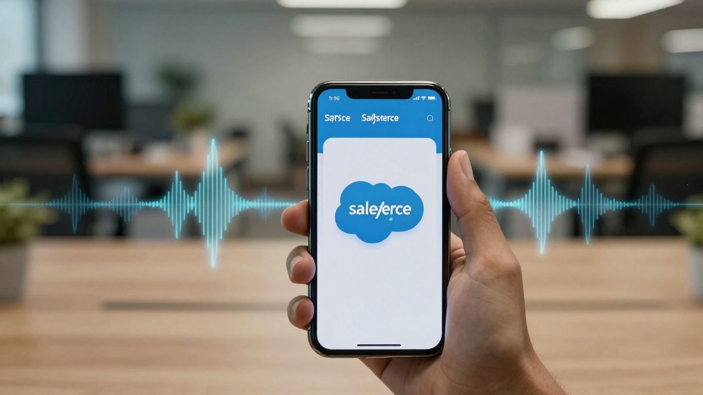 AI receptionist integration with Salesforce on a smartphone.