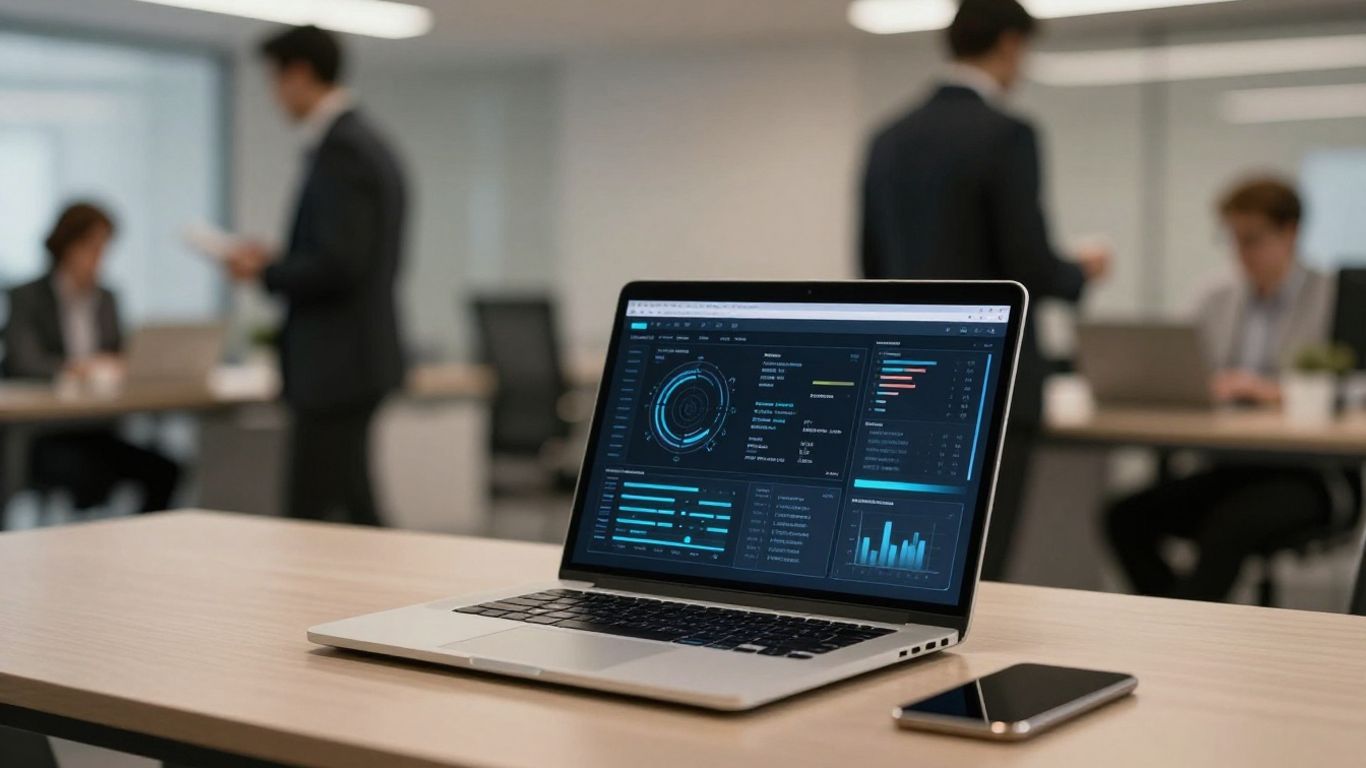 AI sales tool interface on a laptop.