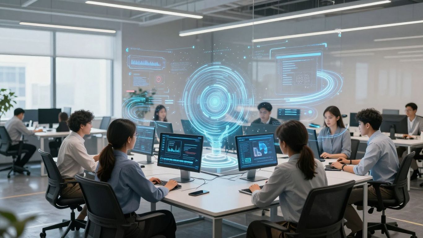 Business team using AI for lead capture.