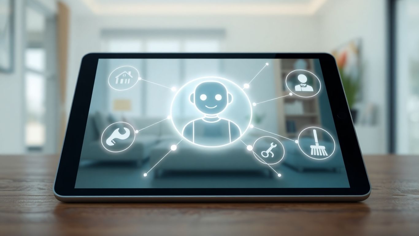 AI chatbot on tablet in home service setting