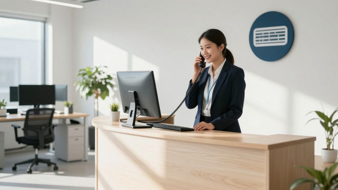 HVAC phone answering service professional assisting a client.