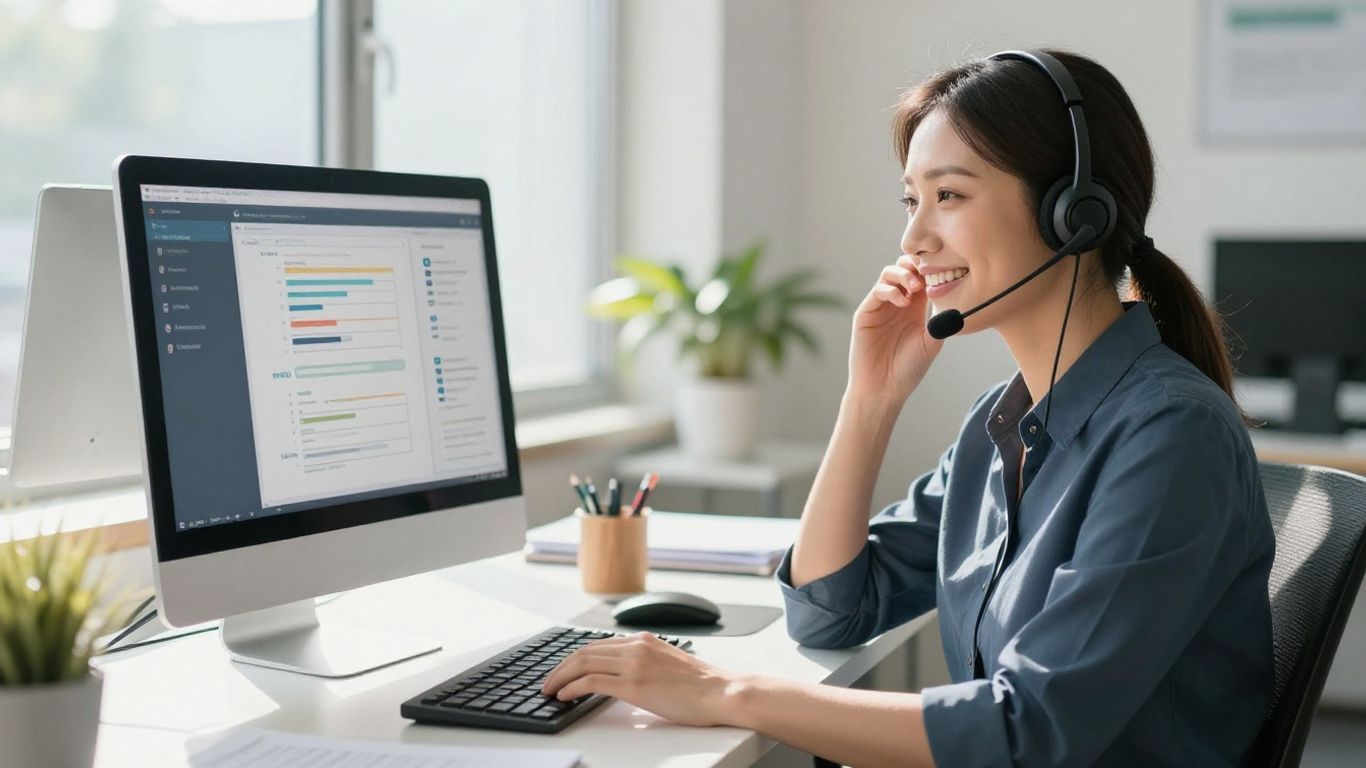 HVAC answering service agent handling calls efficiently.