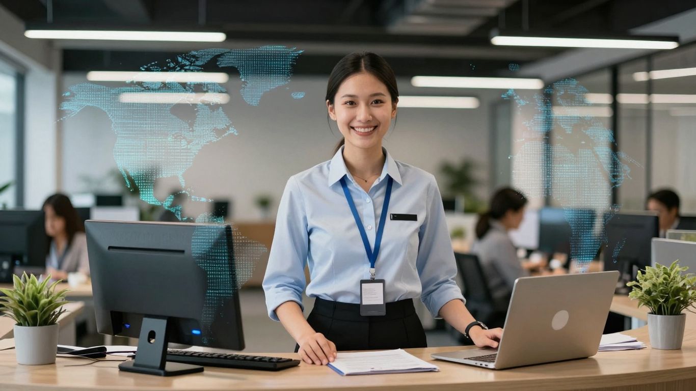AI phone receptionist assisting a business.