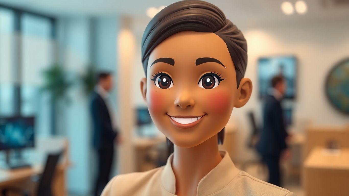 AI receptionist avatar interacting with a customer.