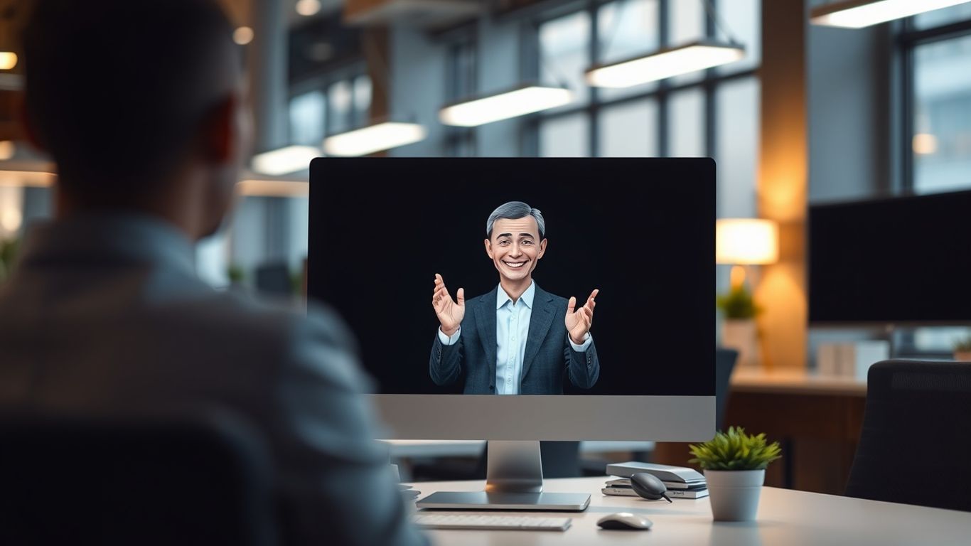 AI virtual receptionist on a computer screen