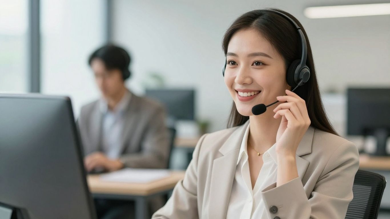 Professional virtual receptionist assisting a customer.