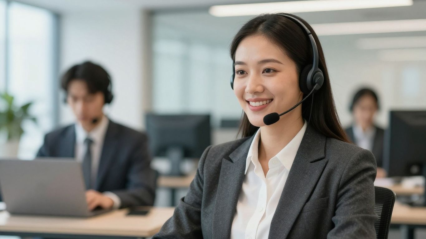 Professional virtual receptionist assisting a business.