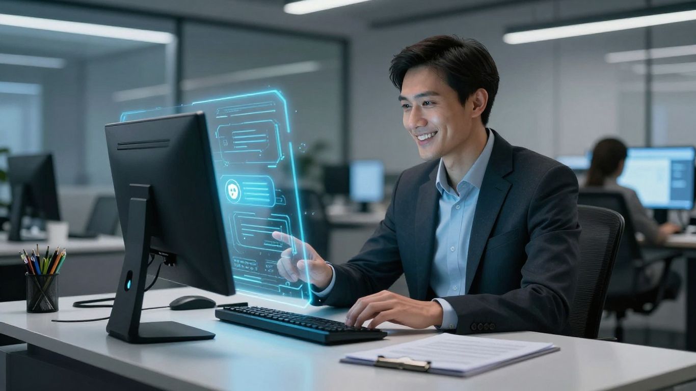 AI chatbot assisting business professional with lead capture.