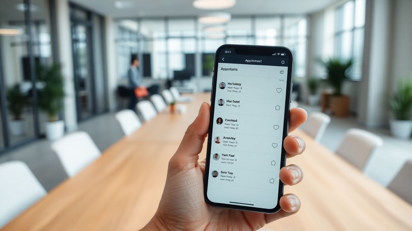 Emitrr AI appointment setter app interface on a smartphone.