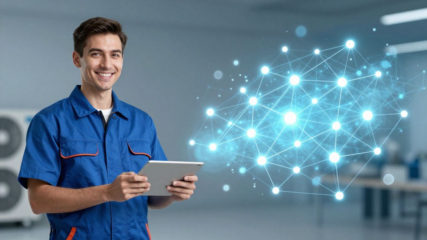 HVAC technician and network integration graphic