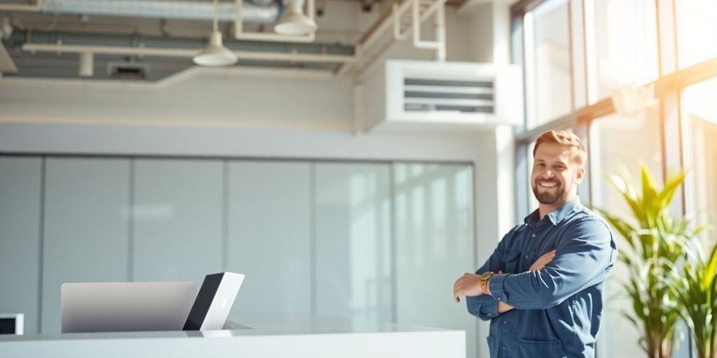 AI receptionist helping HVAC technician.